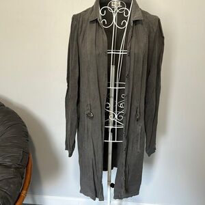 Gray Bomber Jacket with Lapel Collar